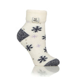 Ladies Lite Orion Sleep Socks with Turnover Top - Snowflake Cream