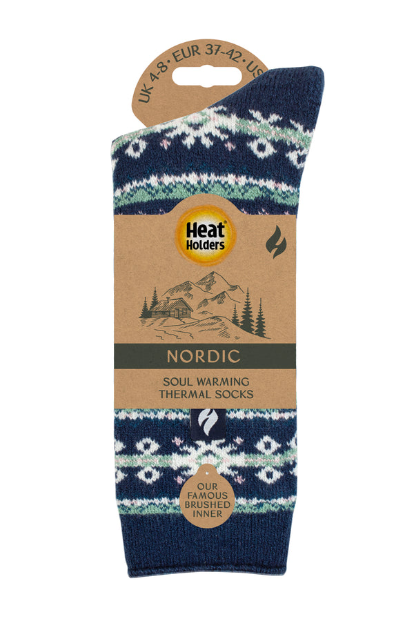 Ladies Lite Nordic Thermal Socks - Indigo & Rose Blush