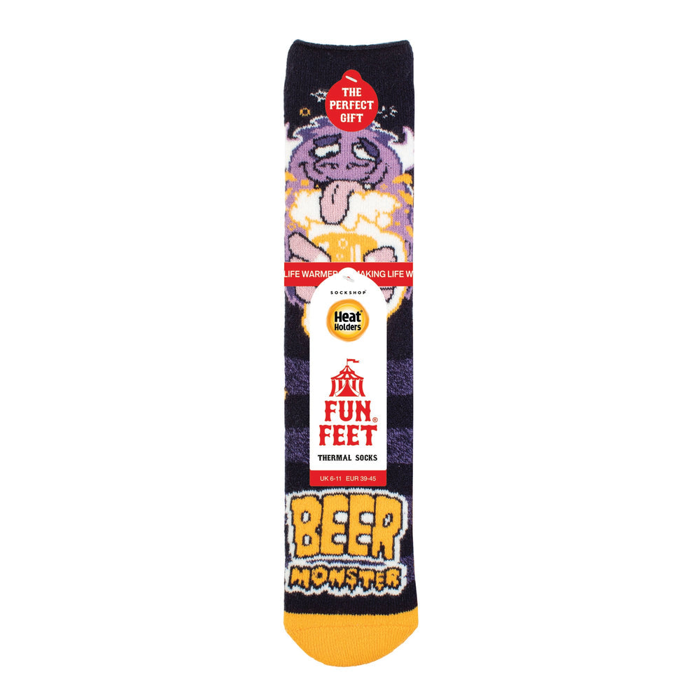 Mens Lite Fun Feet Novelty Thermal Socks - Beer Monster