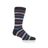 Mens Lite Split Medium Stripe Socks - Charcoal