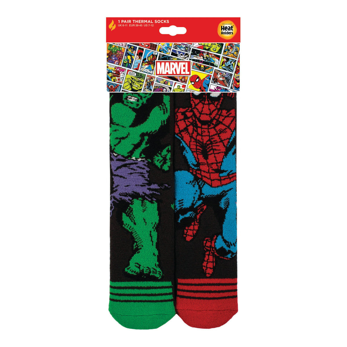 Mens Lite Licensed Character Socks - The Hulk & Spiderman – Heat Holders