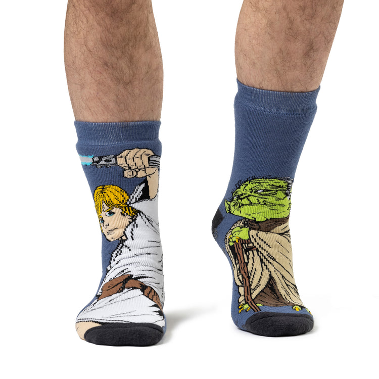 Mens Dual Layer Star Wars Slipper Socks - Yoda & Luke