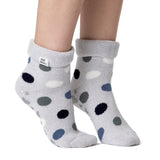 Ladies Lite Lyra Lounge Socks with Turnover Top - Silver Dots