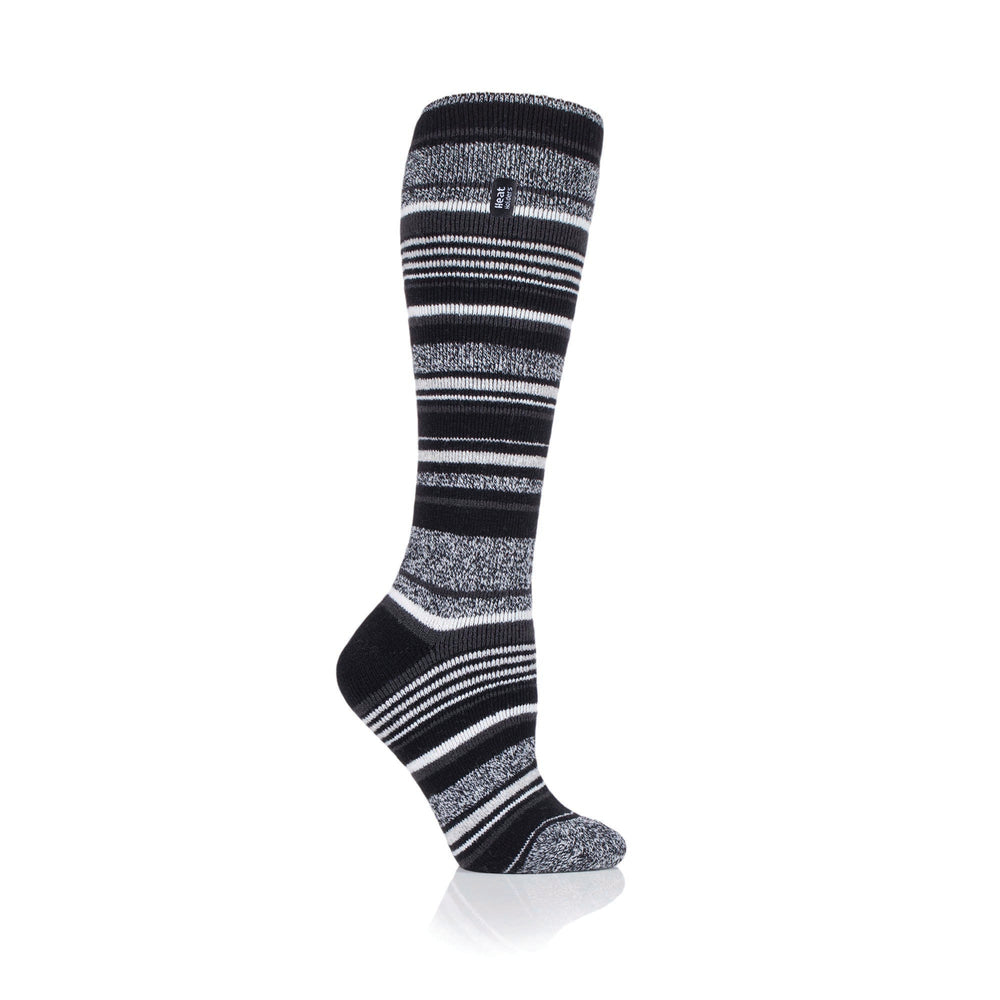 Ladies Lite Mahonia Long Socks - Black Stripes