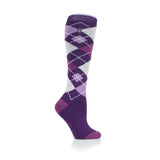 Ladies Lite Mahonia Long Socks - Purple Argyle