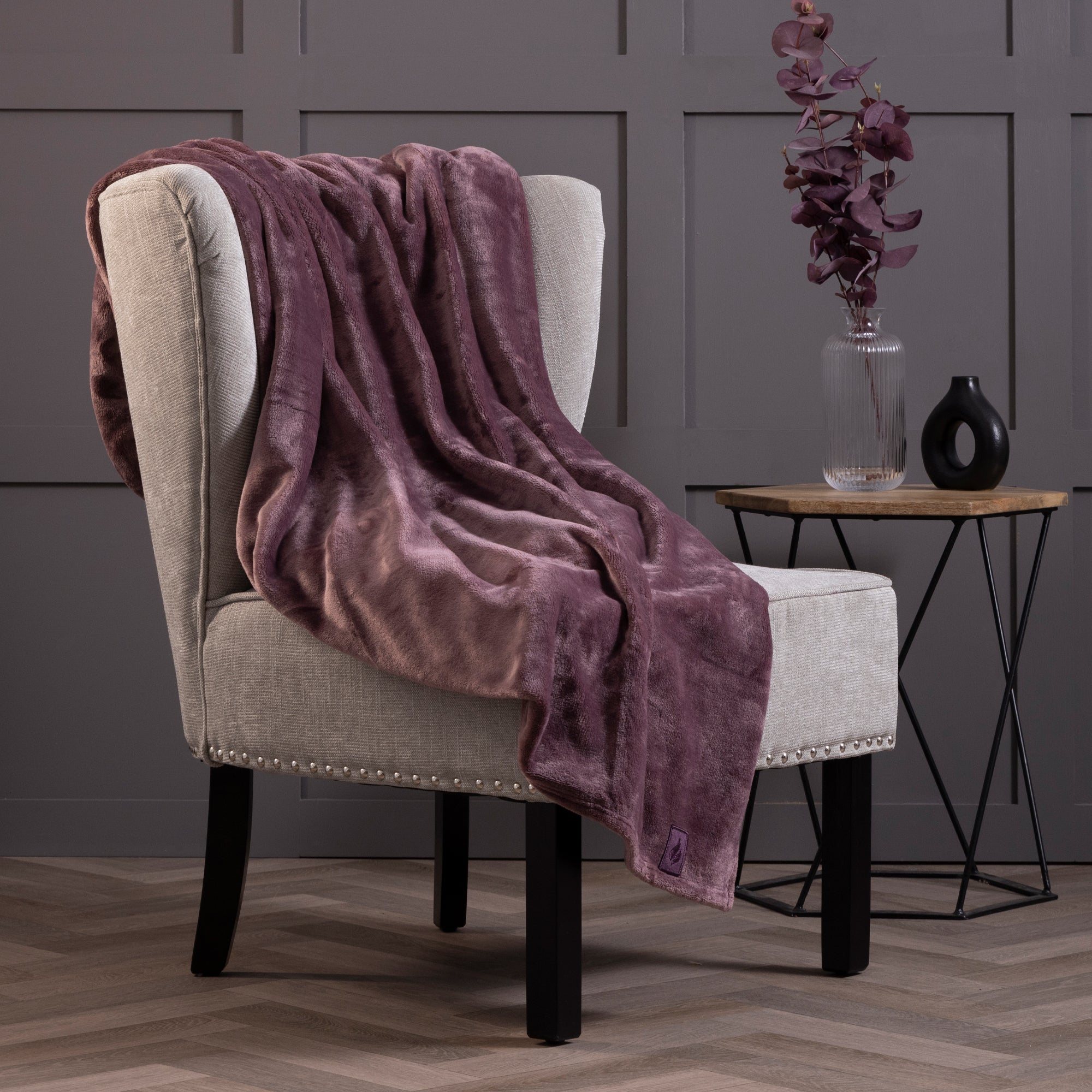 Fleece Thermal Blanket Throw 180cm x 200cm Mauve Heat Holders