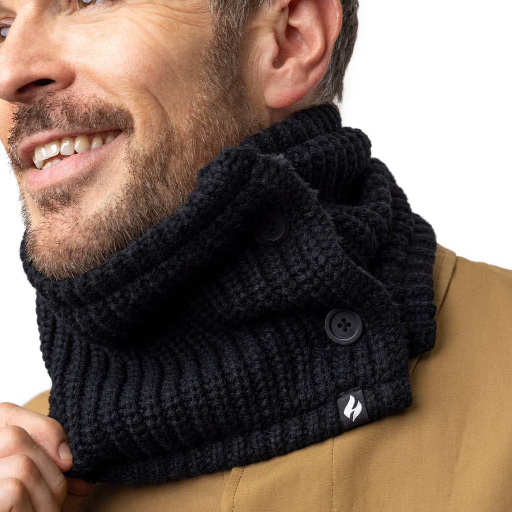 Unisex Button Up Neck Warmer - Black