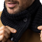 Unisex Button Up Neck Warmer - Black