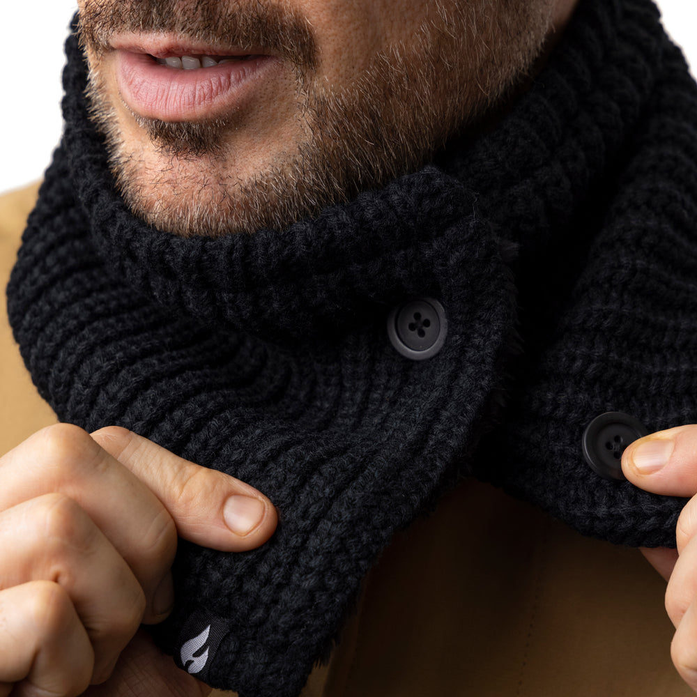 Unisex Button Up Neck Warmer - Black