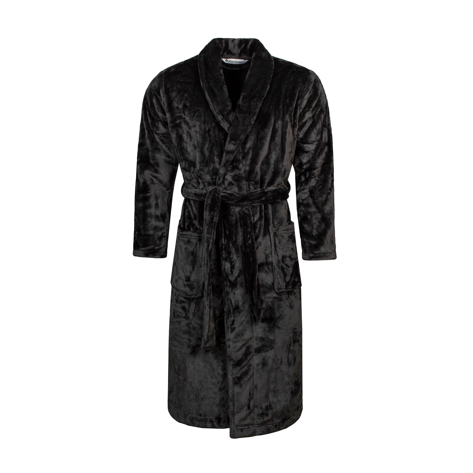 Mens Thermal Dressing Gown Black Heat Holders