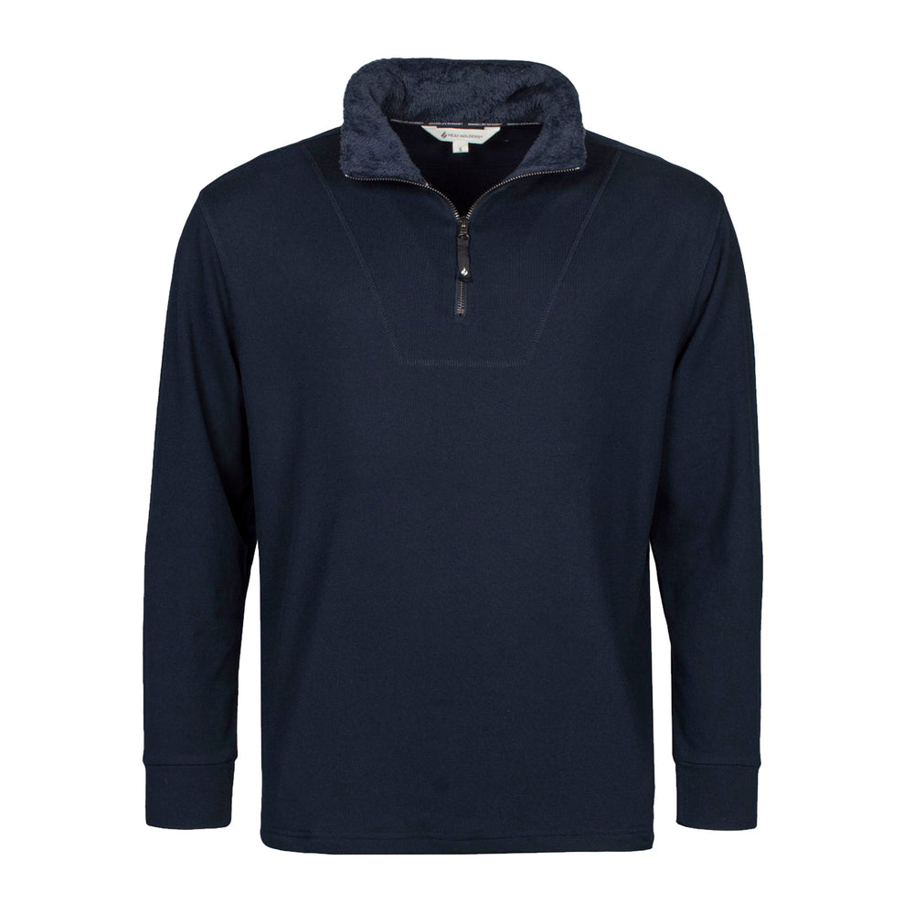 Mens Quarter Zip Thermal Lounge Top - Navy