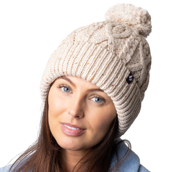 Ladies Salzburg Nepp Yarn Pom Pom Hat - Natural