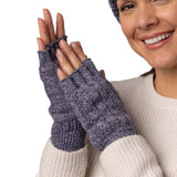 Ladies Ayla Cable Fingerless Gloves - Navy Twist
