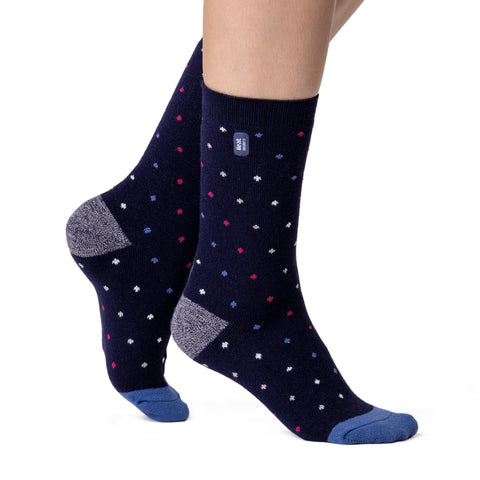 Ladies Ultra Lite Berry Spot Socks - Navy