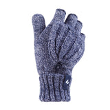 Ladies Thermal Converter Mittens - Navy Twist