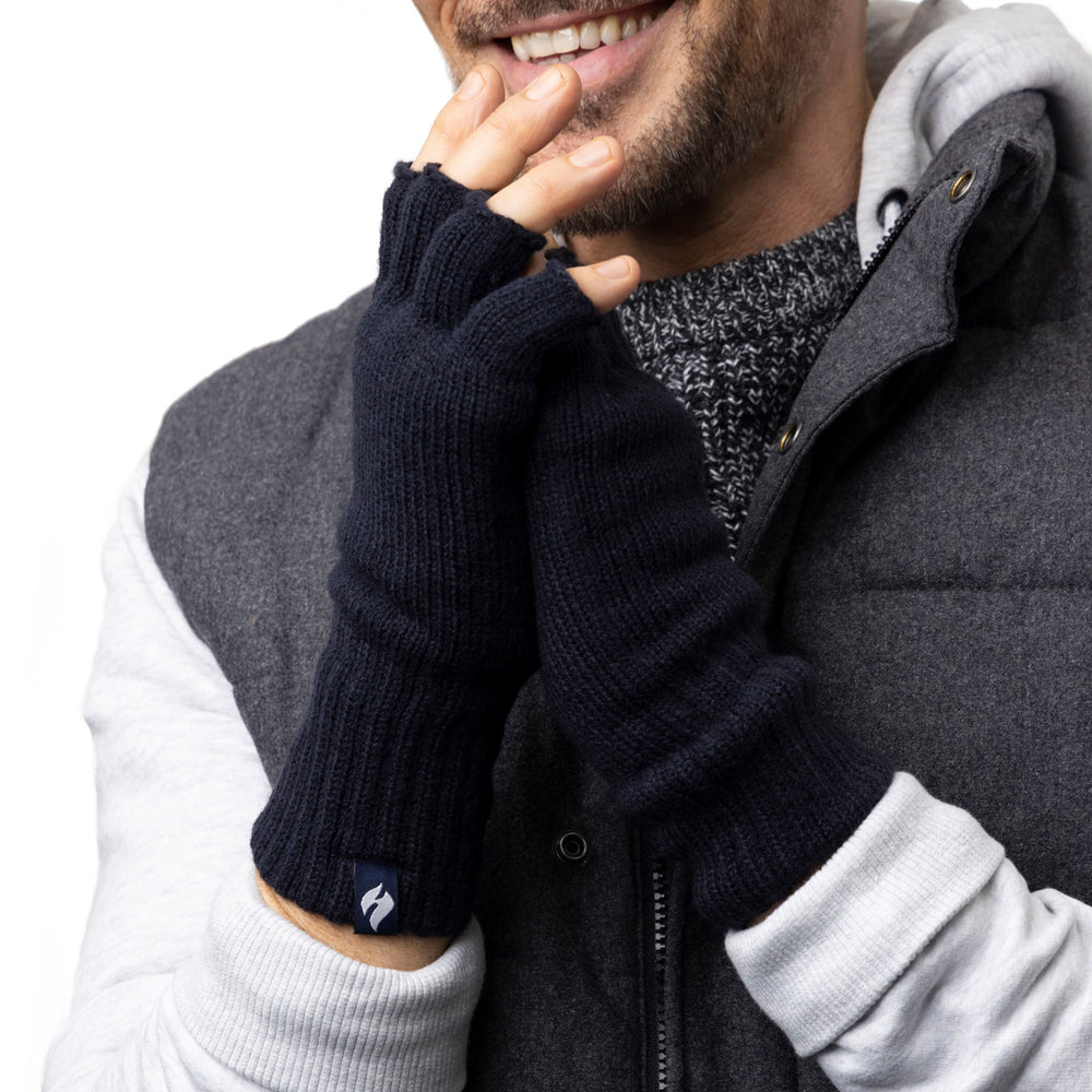 Mens Skala Fingerless Gloves - Navy