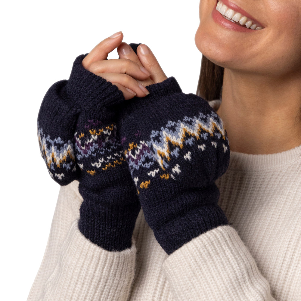 Ladies Heather Converter Mittens - Navy