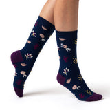 Ladies Ultra Lite Sidari Floral Socks - Indigo