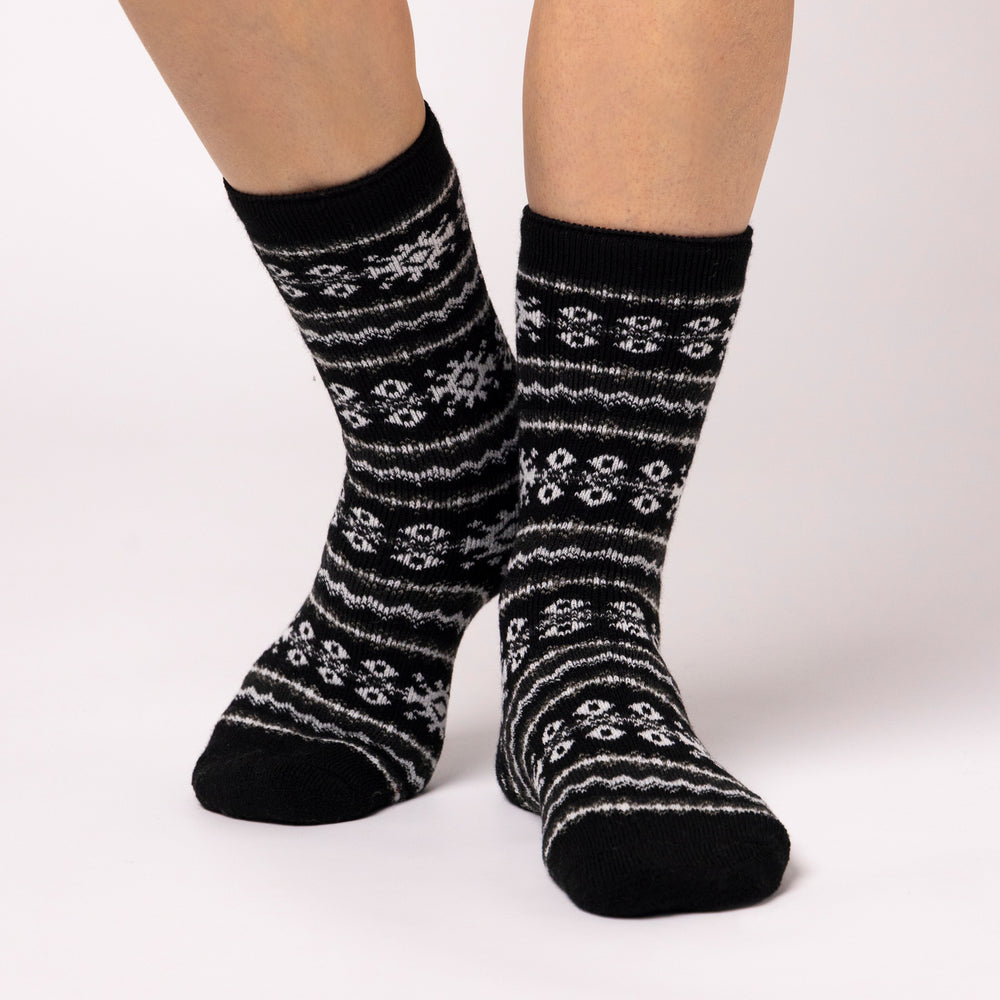 Ladies Lite Fairisle Nordic Socks - Black & Charcoal