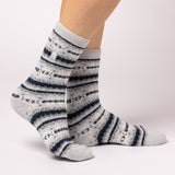 Ladies Lite Fairisle Nordic Socks - Grey & Blue