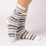 Ladies Lite Fairisle Nordic Socks - Ivory & Grey