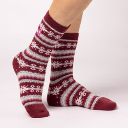 Ladies Lite Fairisle Nordic Socks - Vibrant Raspberry