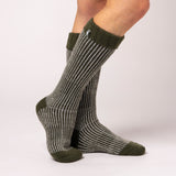 Ladies Original Begonia Long Boot Socks With Turnover Top - Olive