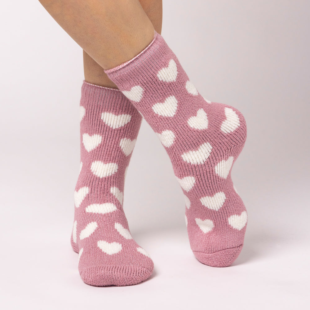 Ladies Original Jacquard Socks - Pink Hearts