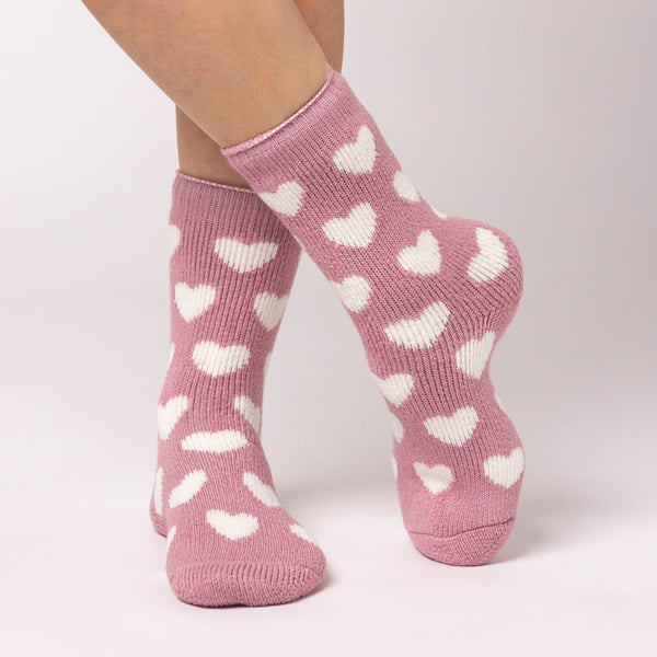 Ladies Original Jacquard Socks - Pink Hearts