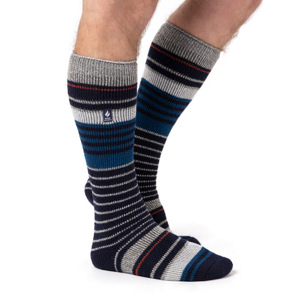 Mens Original Extra Long Ski & Snow Sports Socks - Navy & Mid Grey