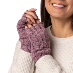 Ladies Ayla Cable Fingerless Gloves - Rose