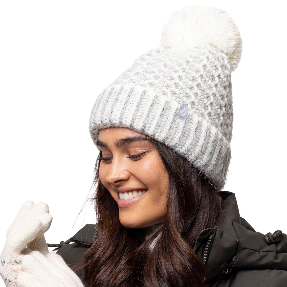 Special Offer Ladies Lund Hat, Neck Warmer and Gloves - Grey & Cream