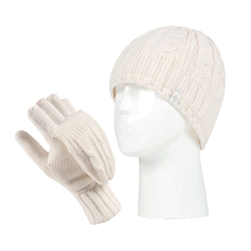 Special Offer Ladies Thermal Converter Mittens & Original Hat - Cream