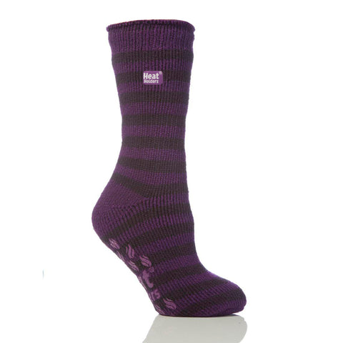 Ladies Original Purple Stripe Slipper Socks
