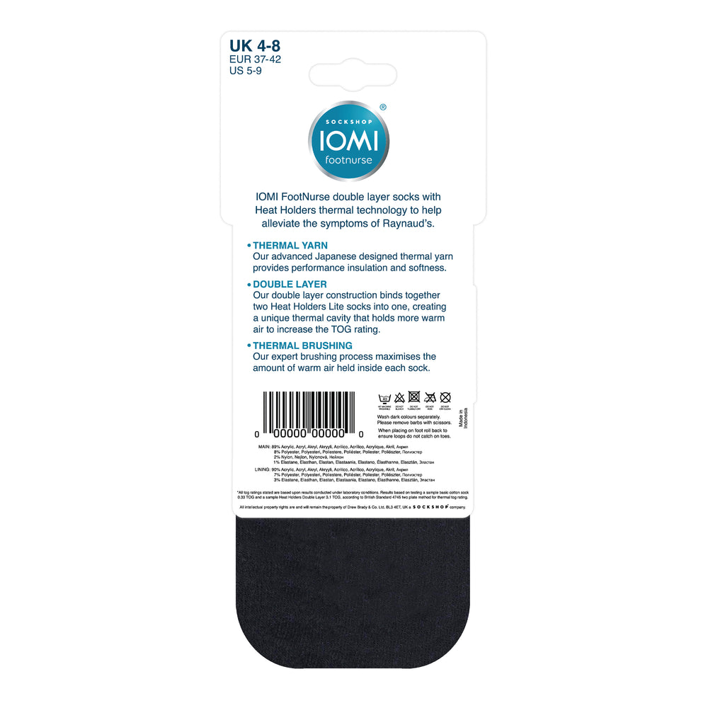 Ladies IOMI Dual Layer Raynaud's Slipper Socks - Black Stripe