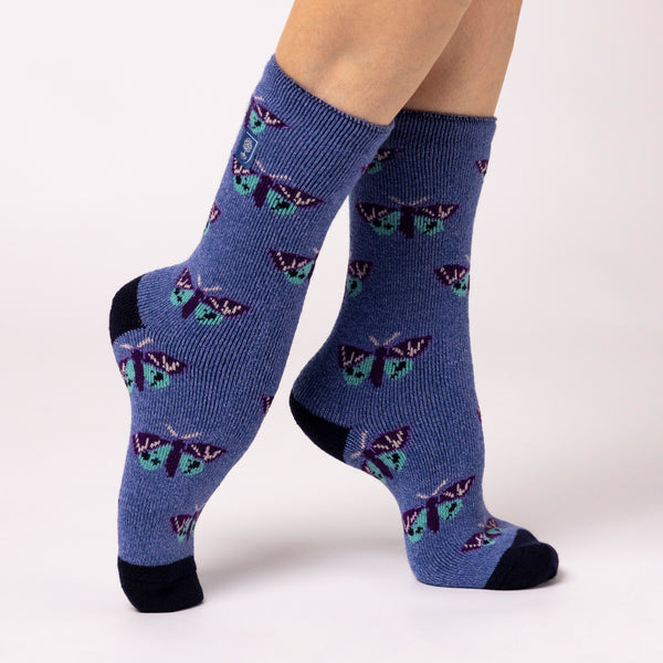 Ladies RHS Lite Socks - Butterflies Denim