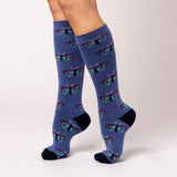 Ladies RHS Lite Wellington Boot Socks - Butterflies Denim