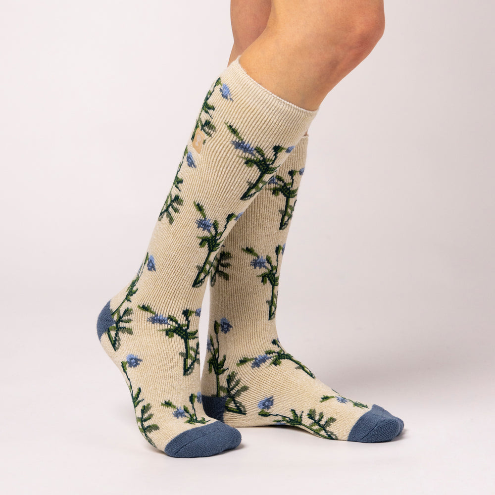 Ladies RHS Lite Wellington Boot Socks - Foliage Oat