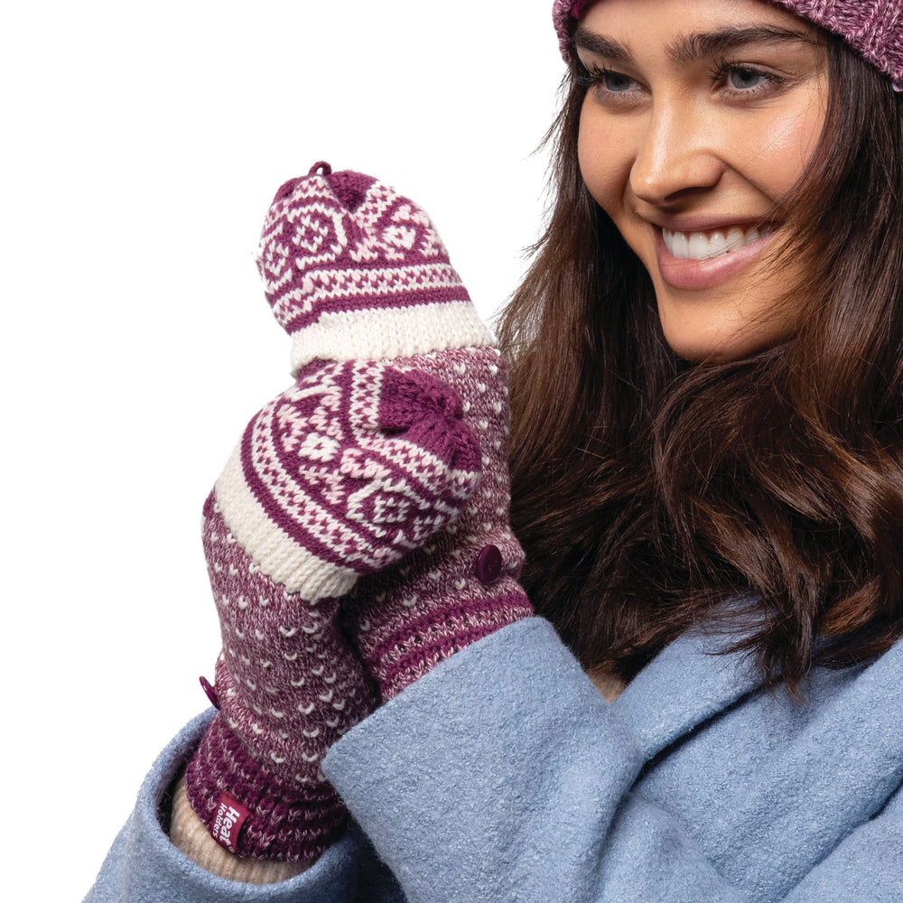 Ladies Stockholm Converter Mittens - Rose