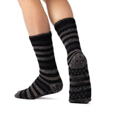 Mens Original Siskin Slipper Socks - Black Stripe