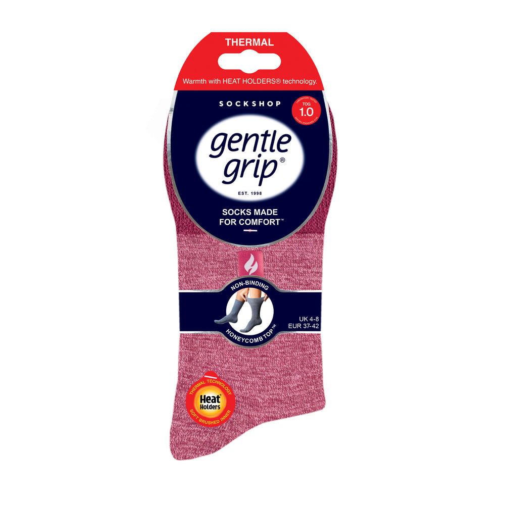 Ladies Gentle Grip Thermal Socks - Muted Pink