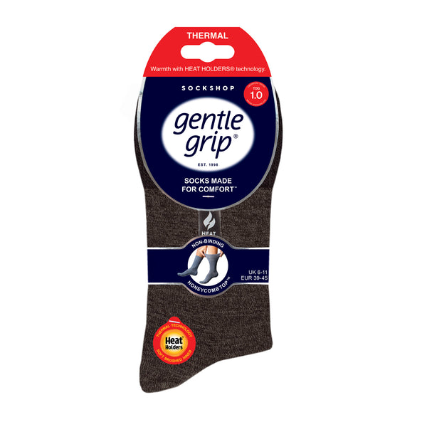 Mens Gentle Grip Thermal Socks - Charcoal & Grey