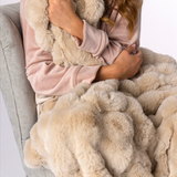 Faux Fur Luxury Thermal Blanket 140cm x 160cm - Natural