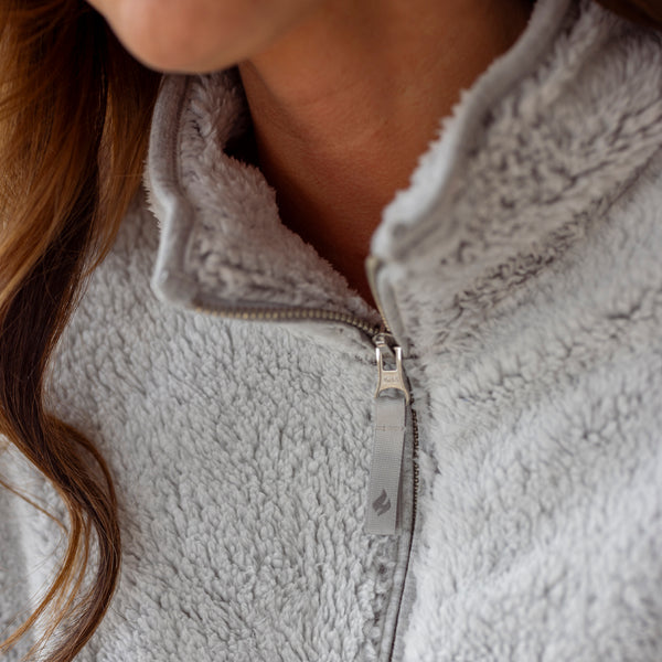 Ladies Quarter Zip Fleece Sweatshirt - Grey