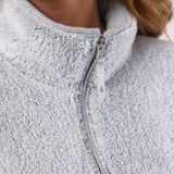 Ladies Quarter Zip Fleece Sweatshirt - Grey