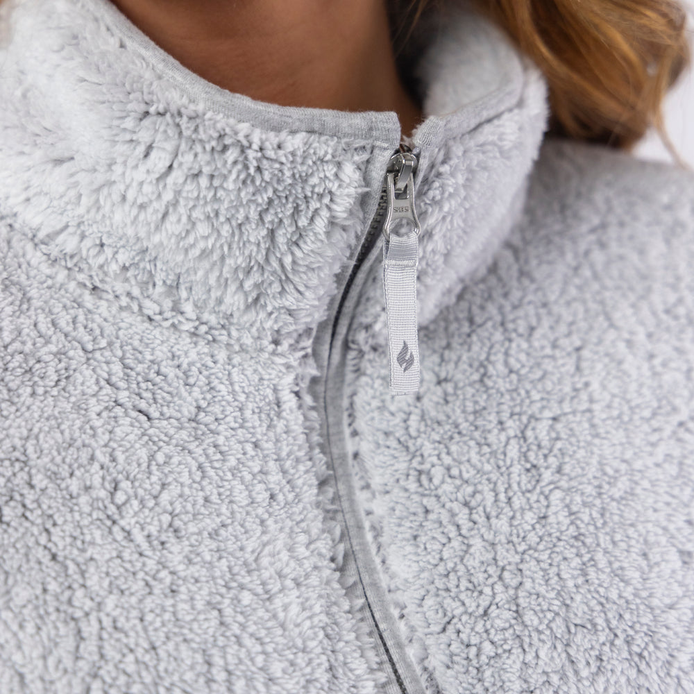 Ladies Quarter Zip Fleece Sweatshirt - Grey