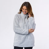 Ladies Quarter Zip Fleece Sweatshirt - Grey