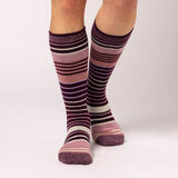 Ladies Ultra Lite Jura Long Ski & Snow Sports Socks - Cabernet & Rose Blush