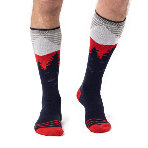 Mens Ultra Lite Long Ski & Snow Sports Socks - Mountain Scape
