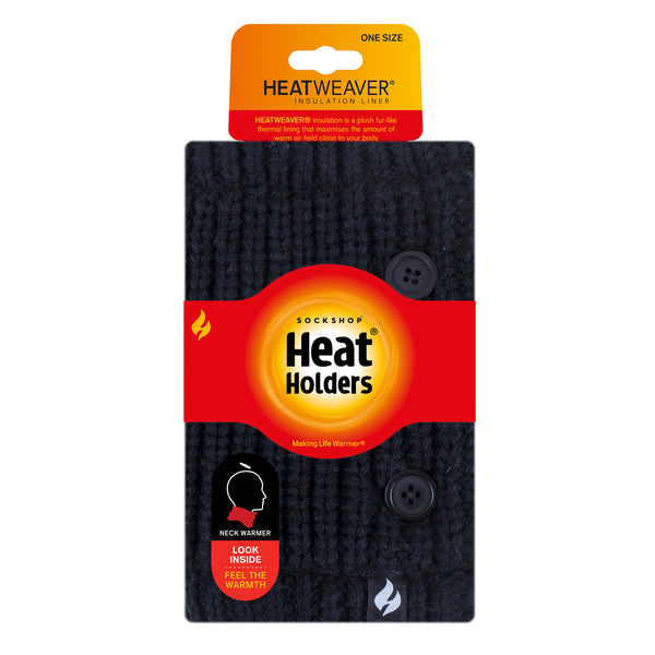 Unisex Button Up Neck Warmer - Black